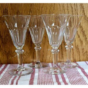 4 Vintage Cut Crystal Cordial Glasses 4.25" elegant faceted home bar 2oz designe